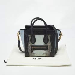 Pre Owned Celine Tricolor Lizard and Leather Nano Luggage Tote