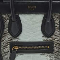 Pre Owned Celine Tricolor Lizard and Leather Nano Luggage Tote