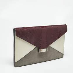 Pre Owned حقيبة كلتش سيلين دايموند من جلد وجلد ثعبان كوبرا ثلاثي الألوان