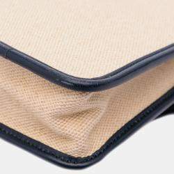 Pre Owned Celine Beige Brown Canvas Sulky Clutch With Chain