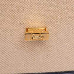 Pre Owned Celine Beige Brown Canvas Sulky Clutch With Chain