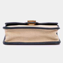 Pre Owned Celine Beige Brown Canvas Sulky Clutch With Chain