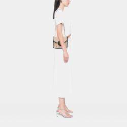 Pre Owned Celine Beige Brown Canvas Sulky Clutch With Chain