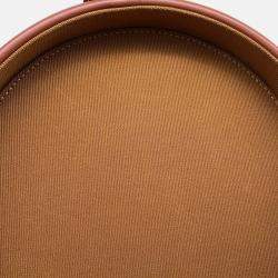 Pre Owned Celine Tambour Triomphe Medium Tan Canvas Leather Shoulder Bag