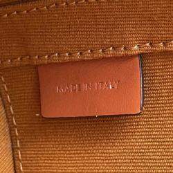 Pre Owned Celine Tambour Triomphe Medium Tan Canvas Leather Shoulder Bag