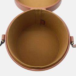 Pre Owned Celine Tambour Triomphe Medium Tan Canvas Leather Shoulder Bag