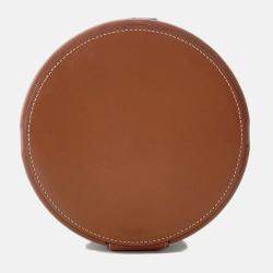 Pre Owned Celine Tambour Triomphe Medium Tan Canvas Leather Shoulder Bag