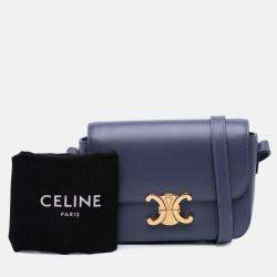 Pre Owned Celine Purple Teen Shiny Calfskin Triomphe Crossbody