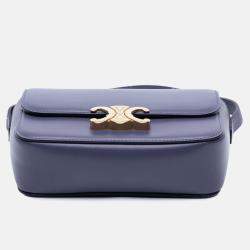 Pre Owned Celine Purple Teen Shiny Calfskin Triomphe Crossbody