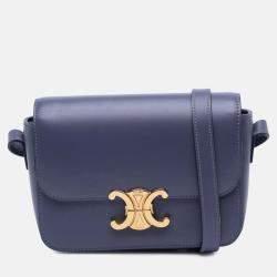 Pre Owned Celine Purple Teen Shiny Calfskin Triomphe Crossbody