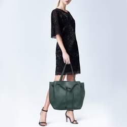 Pre Owned Celine Dark Green Leather Small Cabas Phantom Tote