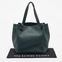 Pre Owned Celine Dark Green Leather Small Cabas Phantom Tote
