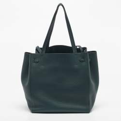 Pre Owned Celine Dark Green Leather Small Cabas Phantom Tote
