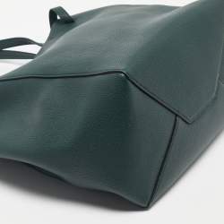 Pre Owned Celine Dark Green Leather Small Cabas Phantom Tote