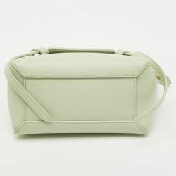 Pre Owned Celine Pale Green Leather Nano Belt Top Handle Bag