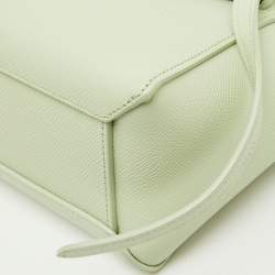 Pre Owned Celine Pale Green Leather Nano Belt Top Handle Bag