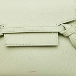 Pre Owned Celine Pale Green Leather Nano Belt Top Handle Bag