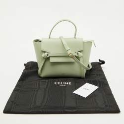 Pre Owned Celine Pale Green Leather Nano Belt Top Handle Bag