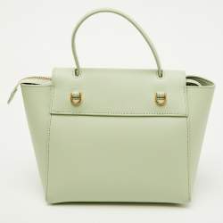 Pre Owned Celine Pale Green Leather Nano Belt Top Handle Bag