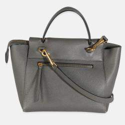 Pre Owned Celine Grey Grained Calfskin Micro Belt Bag