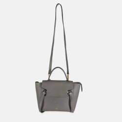 Pre Owned Celine Grey Grained Calfskin Micro Belt Bag
