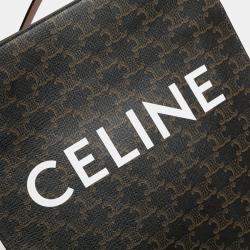 Pre Owned Celine Brown Small Triomphe Coated Canvas Vertical Cabas Tote