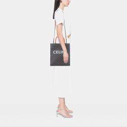Pre Owned Celine Brown Small Triomphe Coated Canvas Vertical Cabas Tote