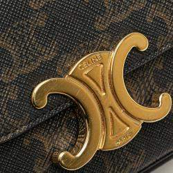 Pre Owned Celine Brown Mini Triomphe Coated Canvas Triomphe Crossbody