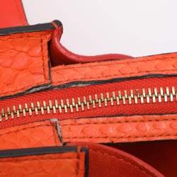 Pre Owned حقيبة سيلين تربيع سويدي وجلد البايثون برتقالي متوسطة