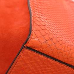 Pre Owned حقيبة سيلين تربيع سويدي وجلد البايثون برتقالي متوسطة
