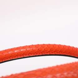 Pre Owned حقيبة سيلين تربيع سويدي وجلد البايثون برتقالي متوسطة