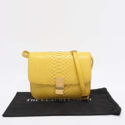 Pre Owned Celine Yellow Python Leather Medium Box Shoulder Bag