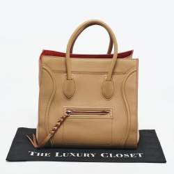 Pre Owned Celine Tan Leather Medium Phantom Luggage Tote