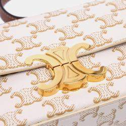 Pre Owned Celine White Triomphe Coated Canvas Claude Shoulder Bag