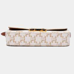 Pre Owned Celine White Triomphe Coated Canvas Claude Shoulder Bag