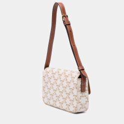 Pre Owned Celine White Triomphe Coated Canvas Claude Shoulder Bag