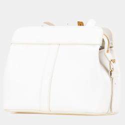 Pre Owned Celine White Teen Leather Cabas De France Crossbody