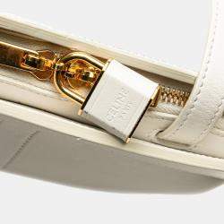 Pre Owned Celine White Teen Leather Cabas De France Crossbody