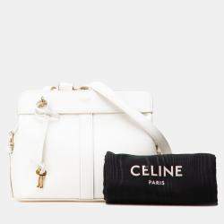 Pre Owned Celine White Teen Leather Cabas De France Crossbody