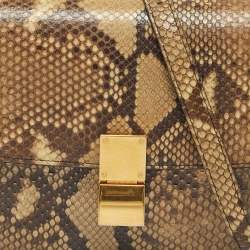 Pre Owned Celine Beige Python Medium Classic Box Shoulder Bag