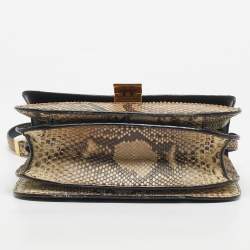 Pre Owned Celine Beige Python Medium Classic Box Shoulder Bag