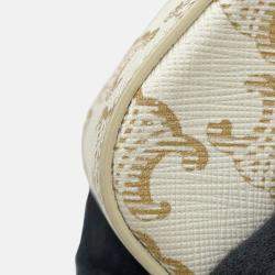 Pre Owned Celine Claude Triomphe One Shoulder Bag White PVC Calf Leather