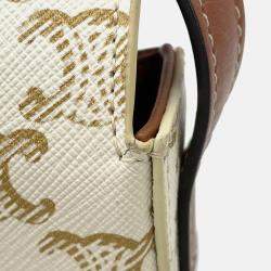 Pre Owned Celine Claude Triomphe One Shoulder Bag White PVC Calf Leather