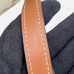 Pre Owned Celine Claude Triomphe One Shoulder Bag White PVC Calf Leather