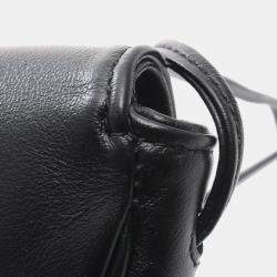 Pre Owned Celine Black Smooth Calfskin Logo Triangle Crossbody Bag