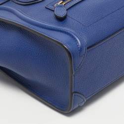 Pre Owned Celine Blue Leather Nano Luggage Tote