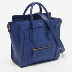 Pre Owned Celine Blue Leather Nano Luggage Tote