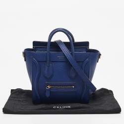 Pre Owned Celine Blue Leather Nano Luggage Tote