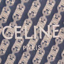 Pre Owned Celine Blue Small Triomphe Canvas Maillon Vertical Cabas Satchel