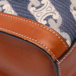 Pre Owned Celine Blue Small Triomphe Canvas Maillon Vertical Cabas Satchel